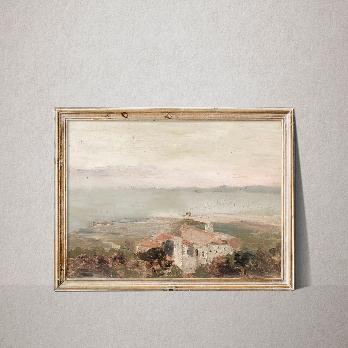 Vintage Warm Tone Coastal Painting Art Print - Image 3