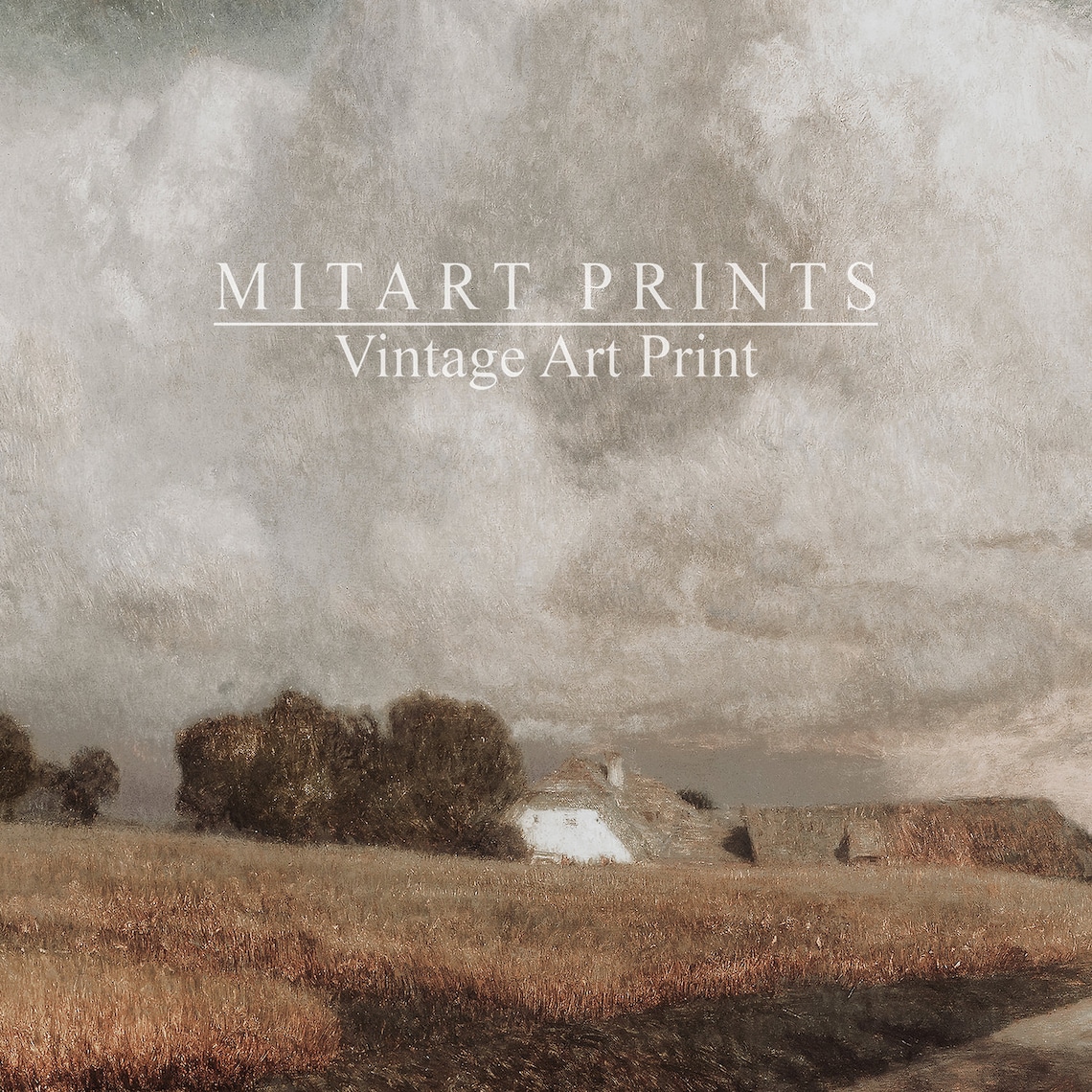 Vintage European Landscape Art Print, Rustic Farmhouse - Image 2