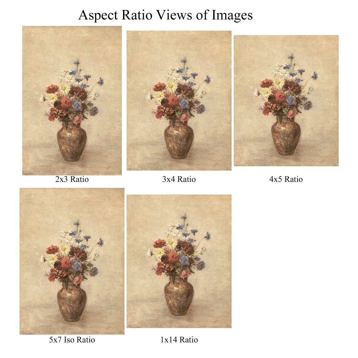 Vintage Flower Vase Still Life Art Print - Image 2