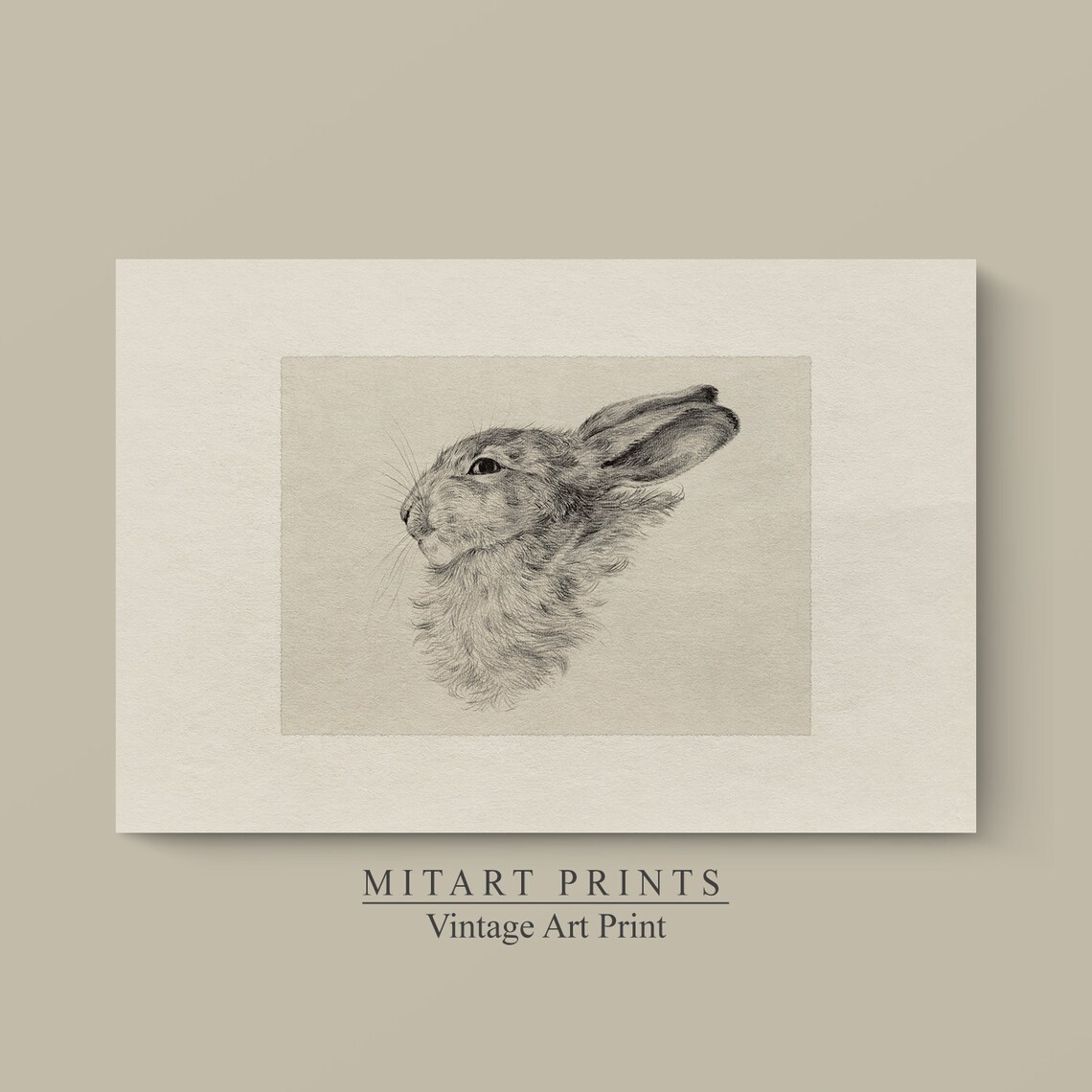 Vintage Rabbit Drawing Farmhouse Art Print - Image 3