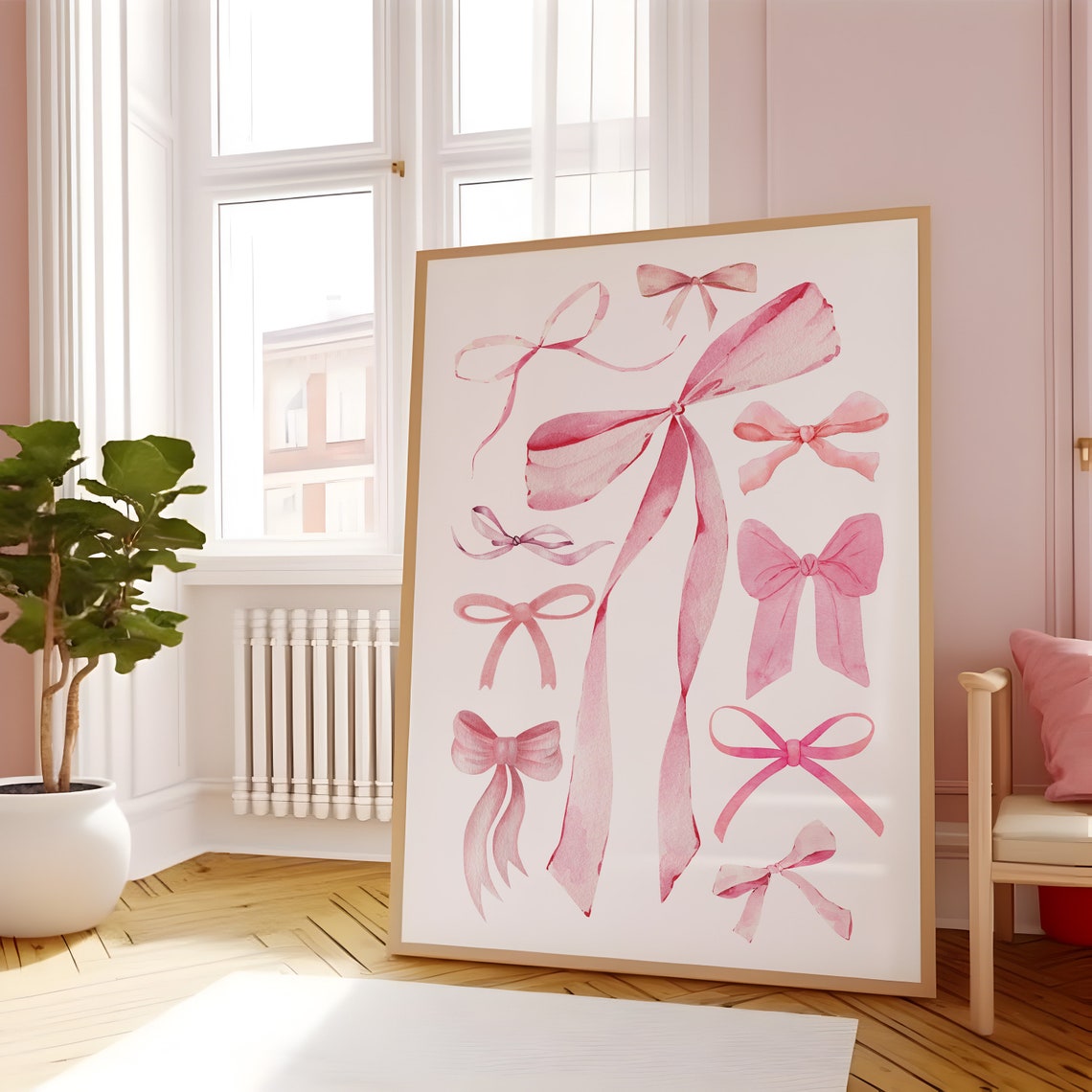 Pink Watercolor Bows Coquette Balletcore Girly Room Decor Poster - Image 5