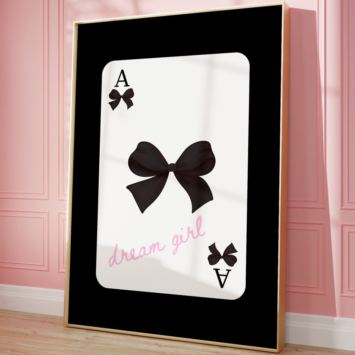 Dream Girl Ace Card Black Bow Coquette Aesthetic Illustration Poster - Image 2