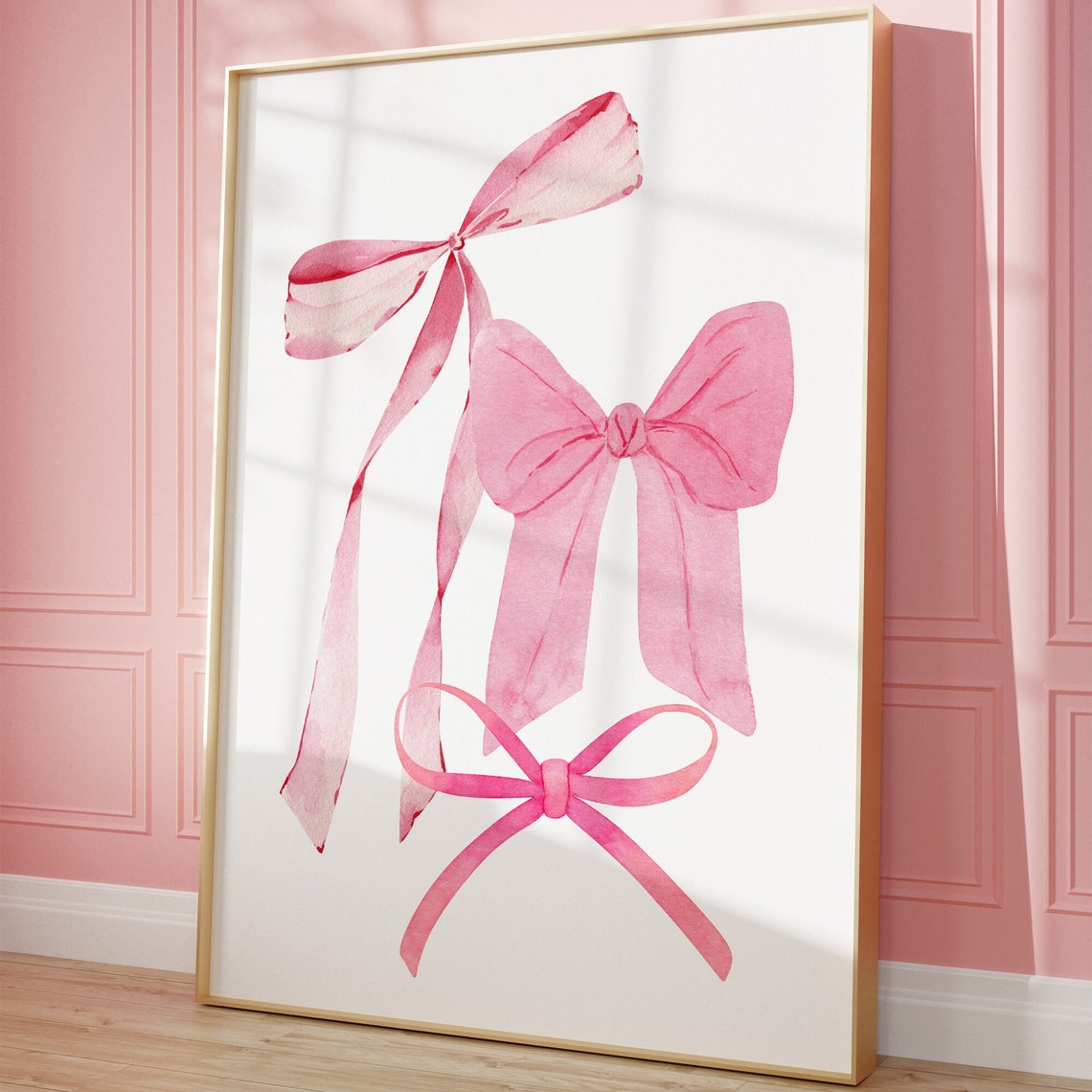 Pink Watercolor Bow Trio Balletcore Coquette Room Decor Poster - Image 4