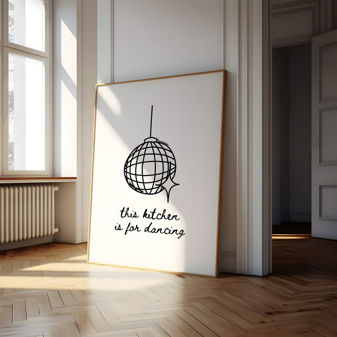 This Kitchen Is For Dancing Disco Ball Minimalist Kitchen Poster - Image 3