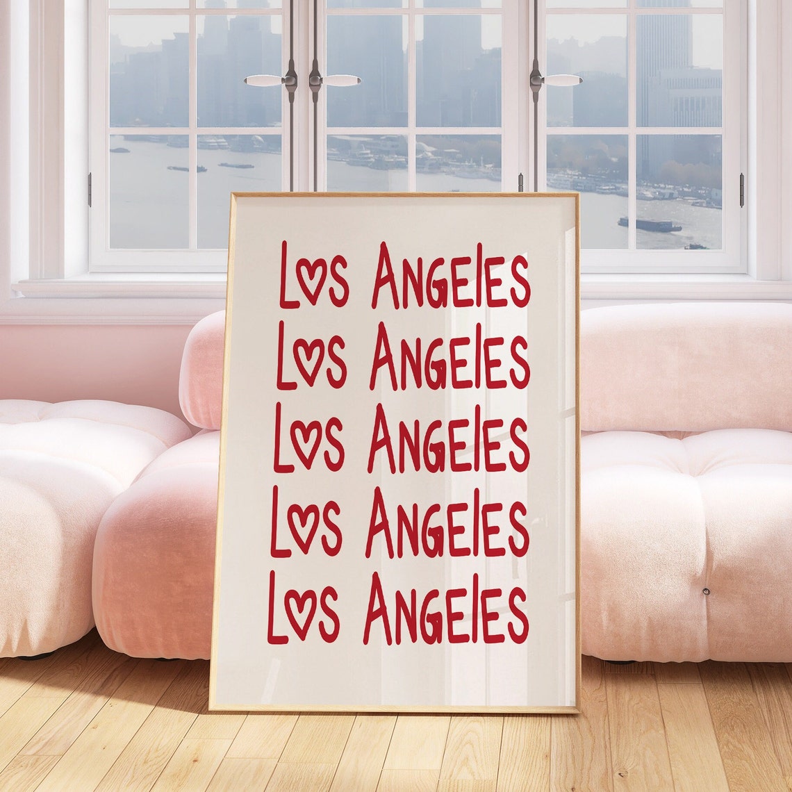 Los Angeles Print Poster Wall Art La California Art Minimalist La Art Heart Art Los Angeles Print Los Angeles Wall Art Print Art - Image 2
