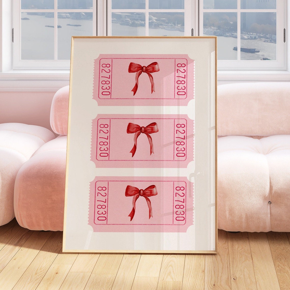 Pink Raffle Tickets With Red Bows Coquette Room Decor Poster - Image 2
