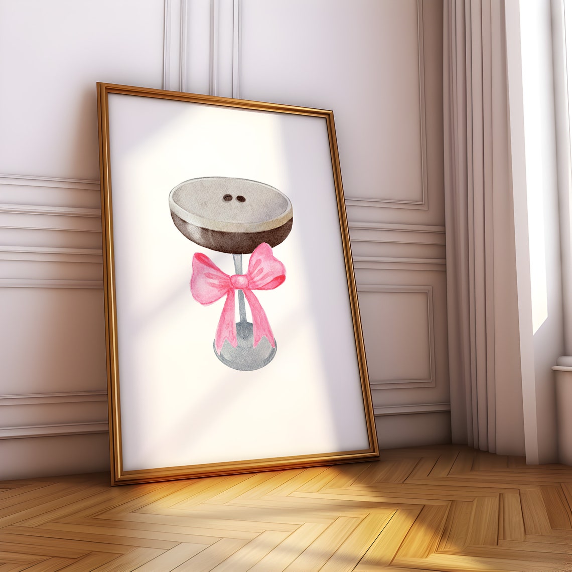 Espresso Martini Pink Bow Watercolor Coquette Bar Cart Art Print - Image 4