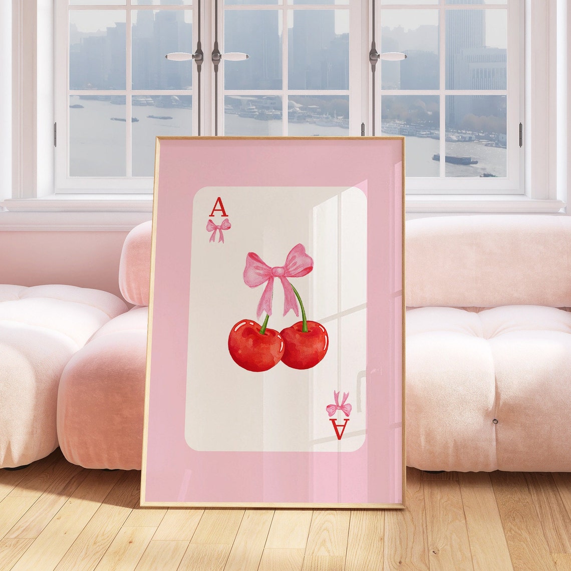 Cherry Bow Pink Ace Playing Card Sweet Coquette Aesthetic Poster - Image 4