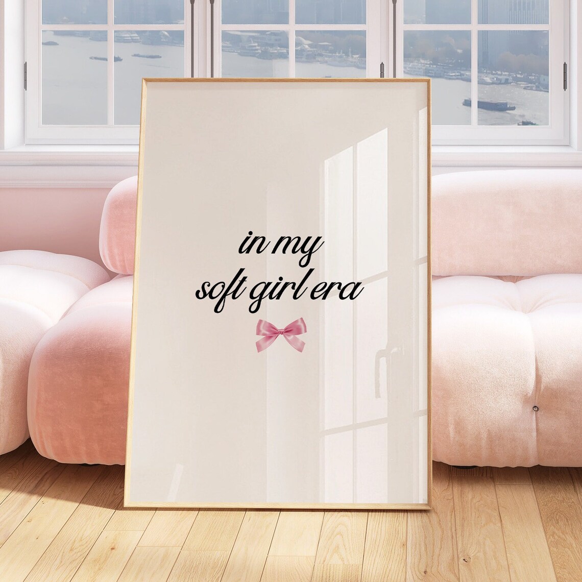 In My Soft Girl Era Pink Bow Trendy Minimalist Quote Art Poster - Image 3