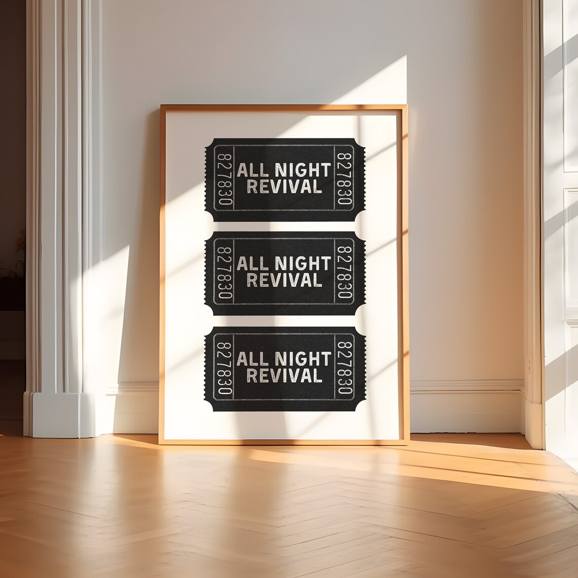 All Night Revival Black Vintage Tickets Retro Cowgirl Art Poster - Image 2