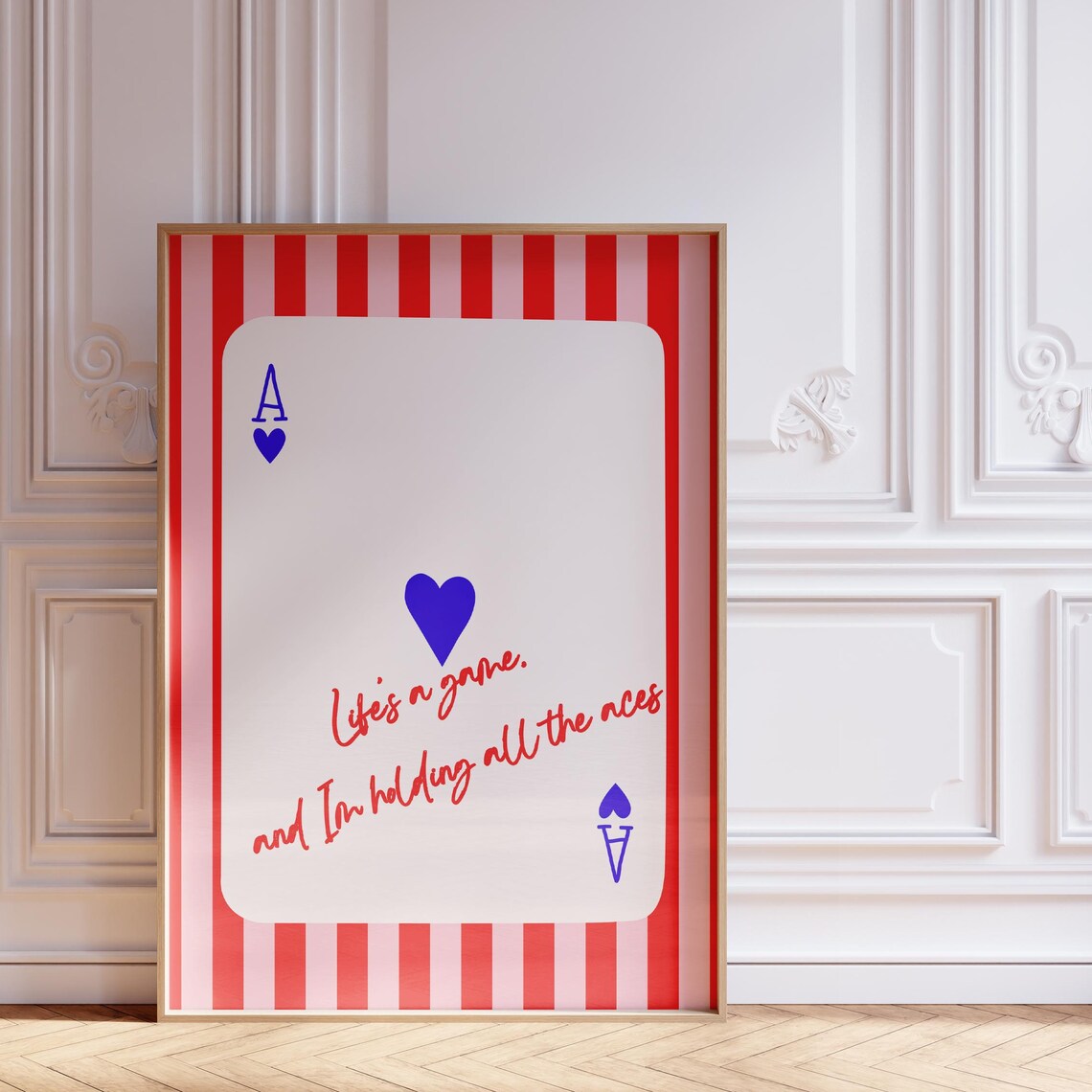 Ace of Hearts Life's a Game Playing Card Retro Preppy Wall Art Poster