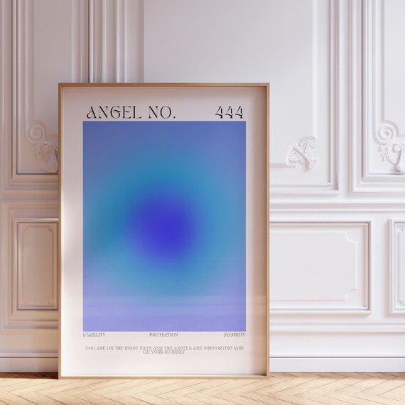 Angel Number 444 Blue Aura Spiritual Meaning Numerology Poster