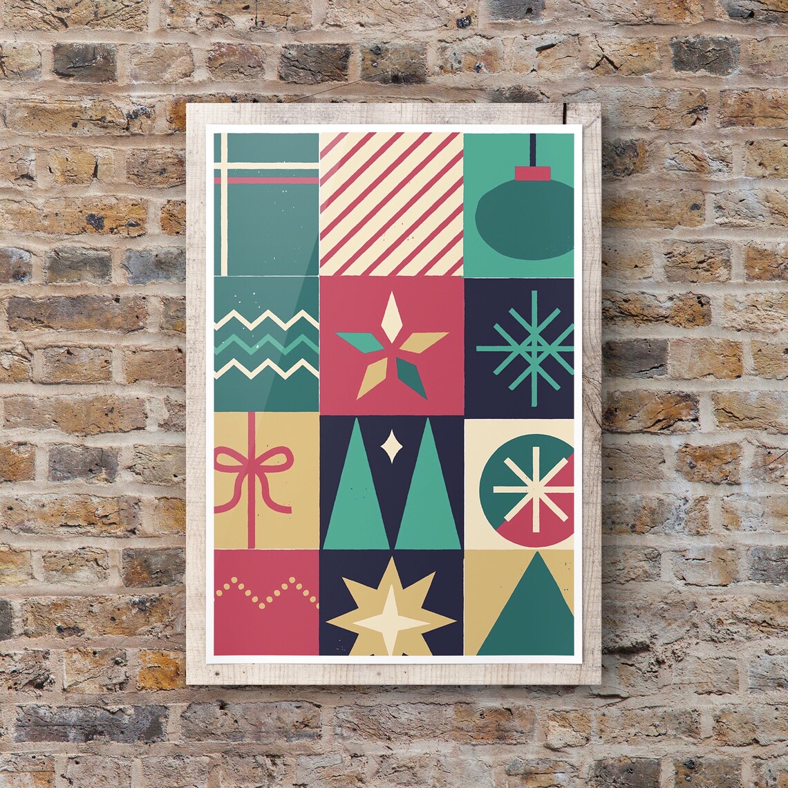 Cozy Patchwork Christmas Holiday Decor Poster
