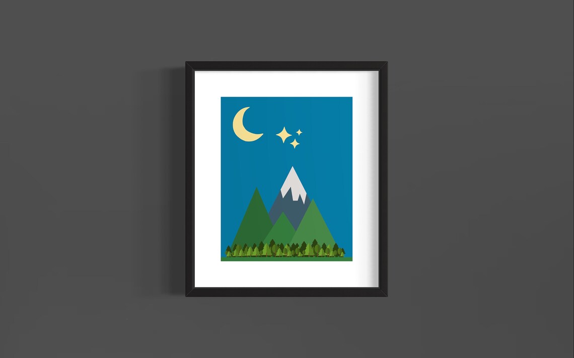 Nordic Art Print Mountain Moon Abstract Landscape Art Wall Decor Neutral Nursery Print - Image 3