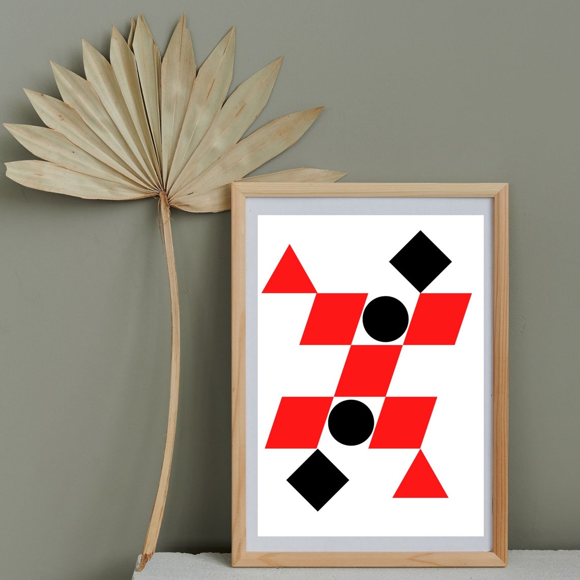 Red And Black Geometric Abstract Art Modern Home Decor Instant Art Poster Housewarming Gift Idea - Image 3