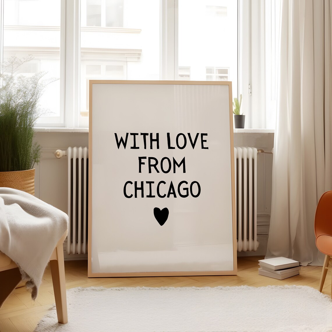 With Love From Chicago Heart Minimalist City Typography Poster - Image 3