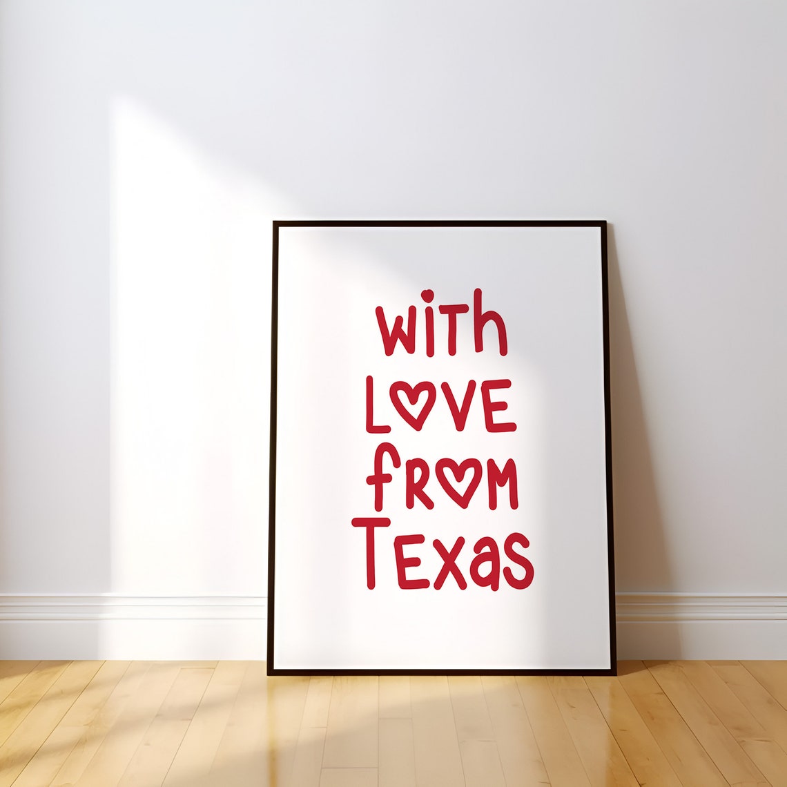 With Love From Texas Red Heart Hand Lettering State Pride Poster - Image 2