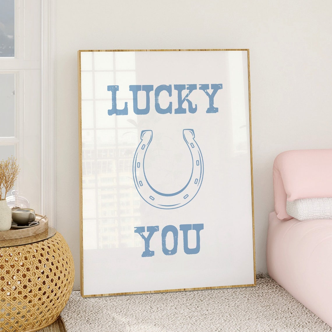 Lucky You Cowgirl Coastal Decor Art Print