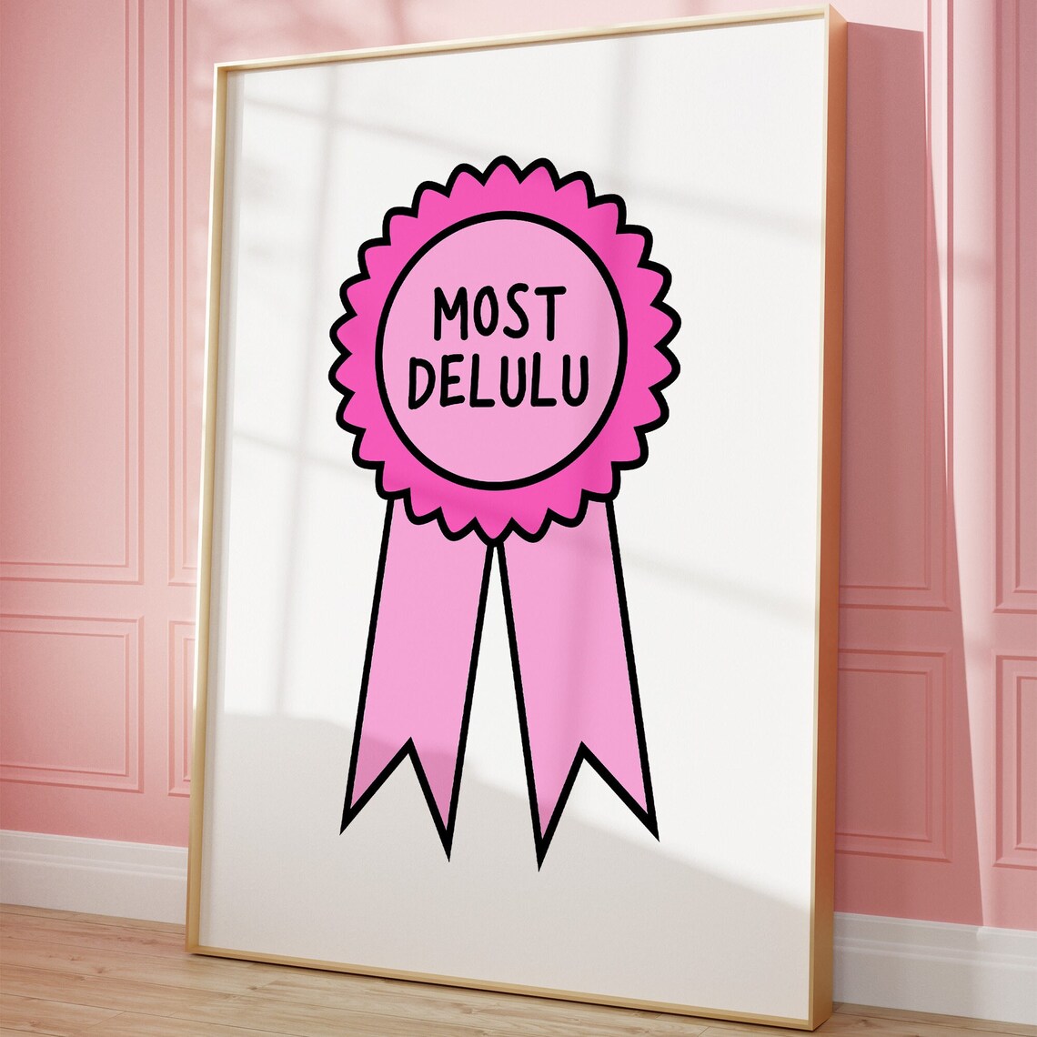 Most Delulu Pink Prize Ribbon Funny Quote Girly Room Decor Poster - Image 4