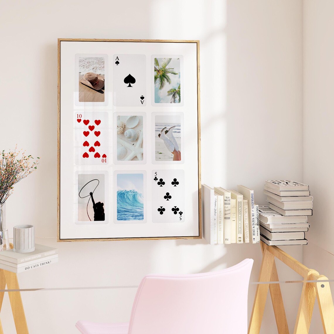 Coastal Cowgirl Playing Cards Beach Collage Western Decor Poster - Image 3