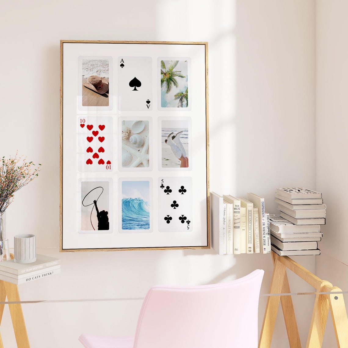 Trendy Cowgirl Coastal Wall Art Playing Card Art Cowgirl Coastal Blue Western Inspired Wall Art Trendy College Gallery Wall Art Poster - Image 3