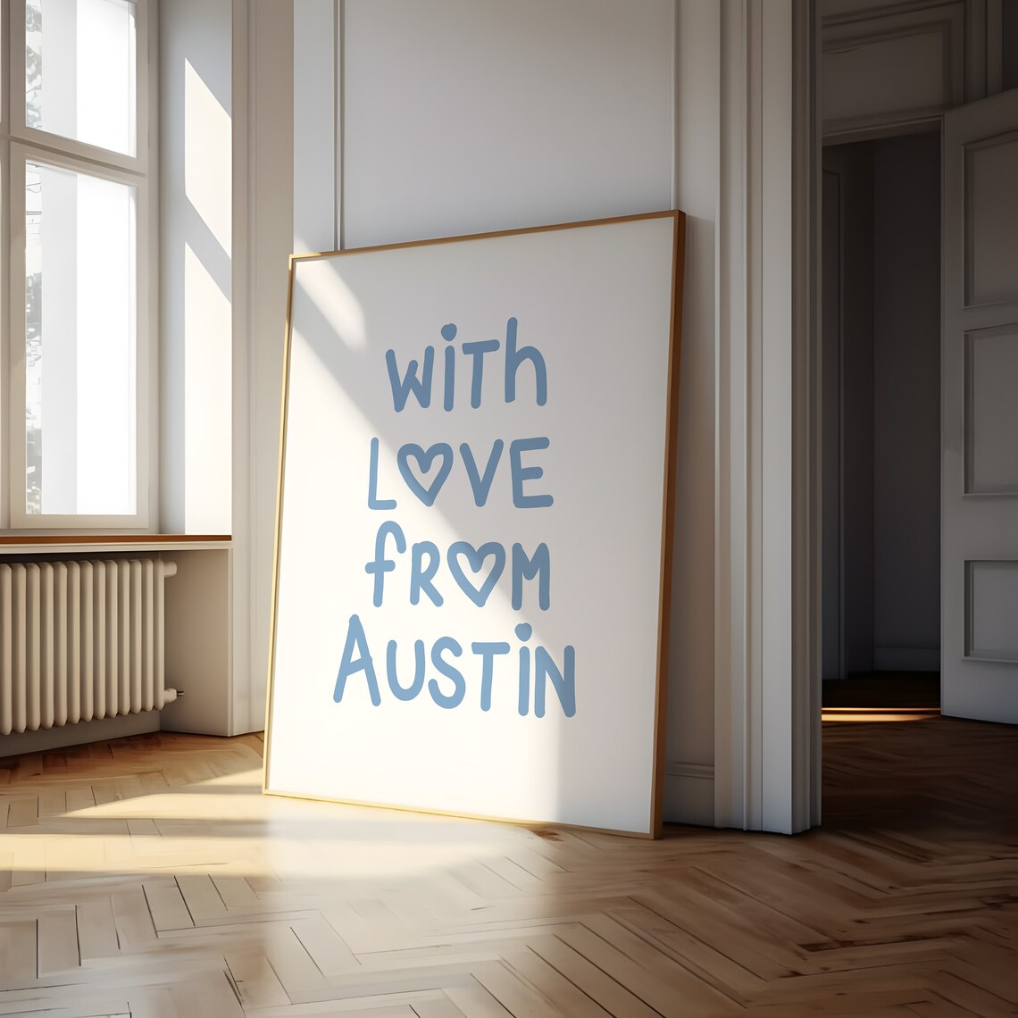 With Love From Austin Handwritten Travel Typography Wall Poster - Image 2