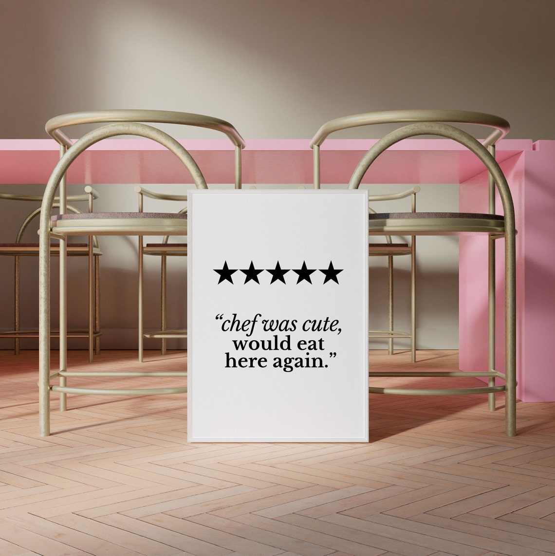 Chef Was Cute Five Star Review Quote Funny Kitchen Typography Poster - Image 2