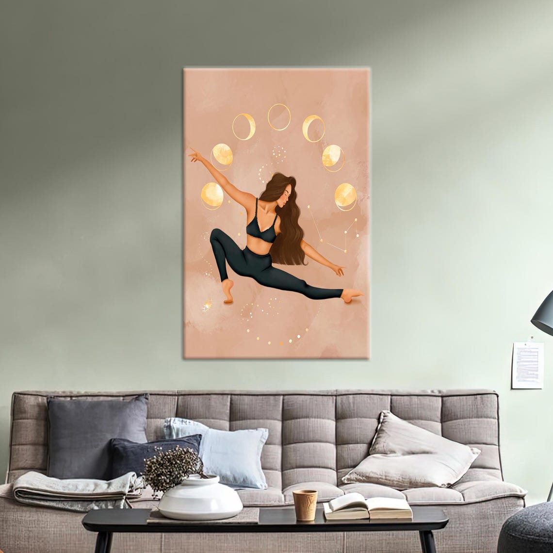 Yoga Girl And Moon, Boho Poster