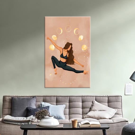 Yoga Girl And Moon, Boho Poster