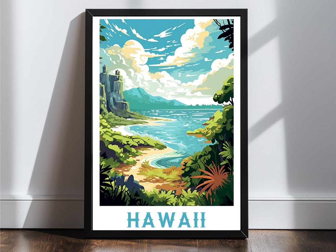 Hawaii Vintage Travel Poster Print Wall Art Gift Idea Home Decor