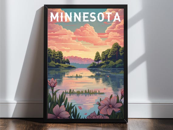 Minnesota Vintage Travel Poster Print Wall Art Gift Idea Home Decor