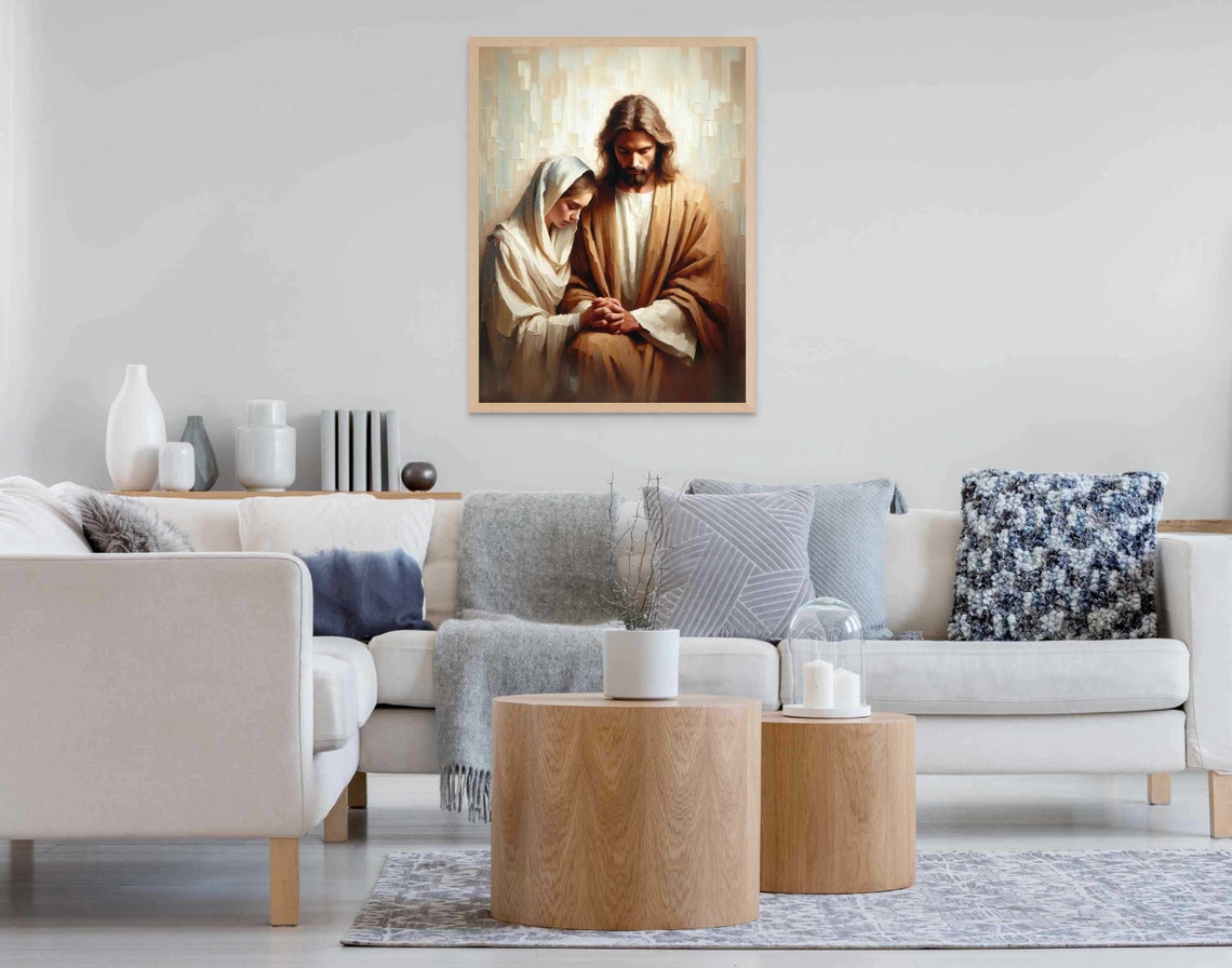 Woman Resting On Jesus's Shoulder In Quiet Prayer Together Art Poster - Image 7