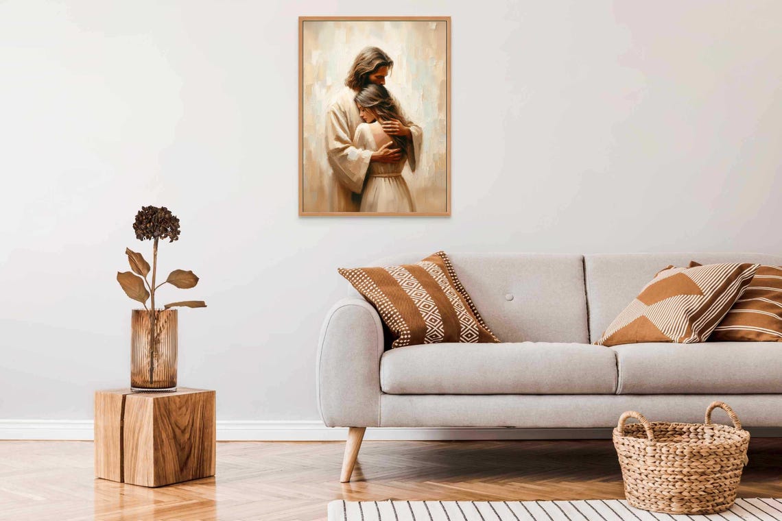 His Love Christian Wall Art Jesus With Woman Jesus Prints Lds Wall Art Bible Painting Jesus And Girl Jesus Painting Christian Prints - Image 6