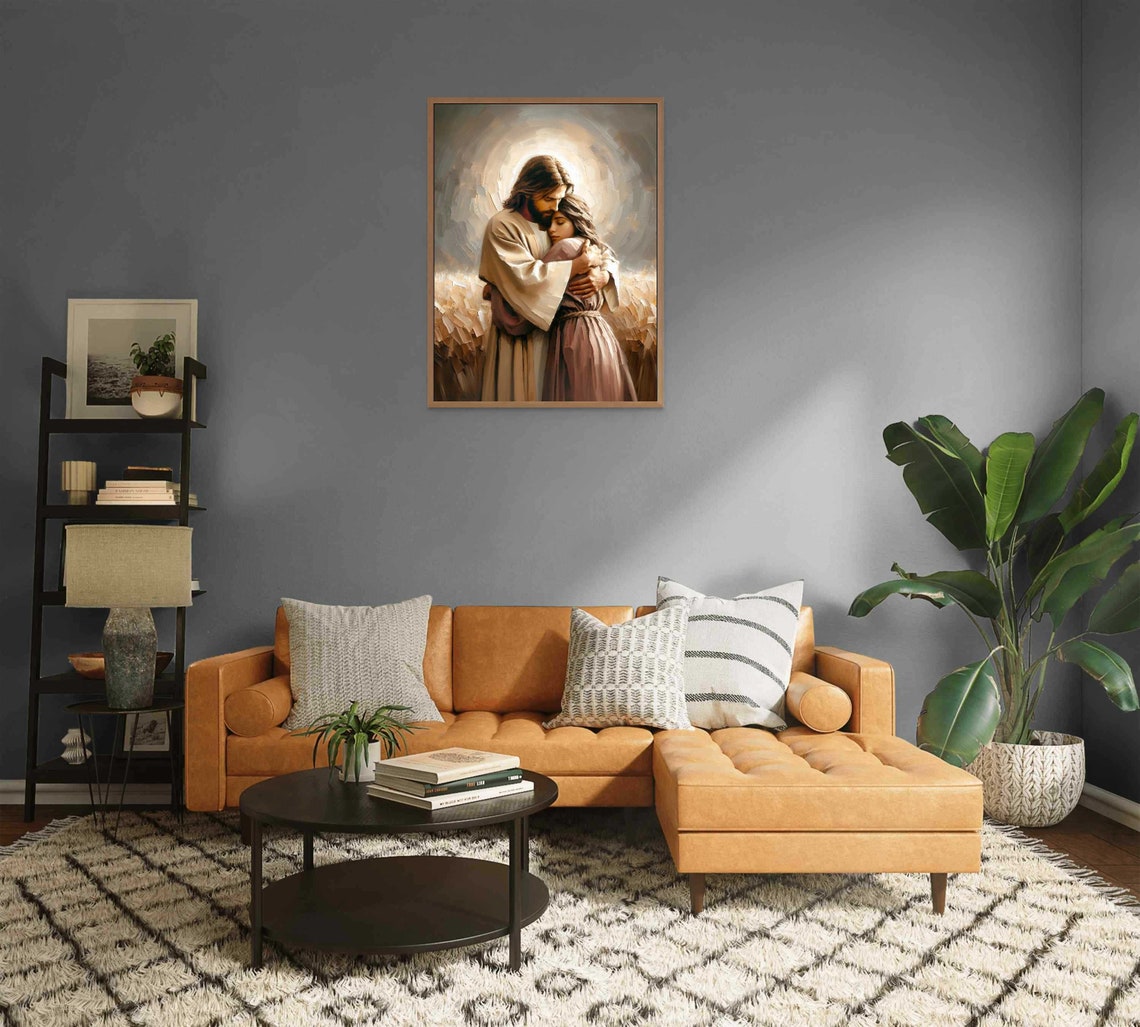 Healing Touch Christian Art Jesus Hugging A Woman Jesus Art Lds Art Bible Print Jesus And Girl Art Christian Art Jesus Png - Image 2
