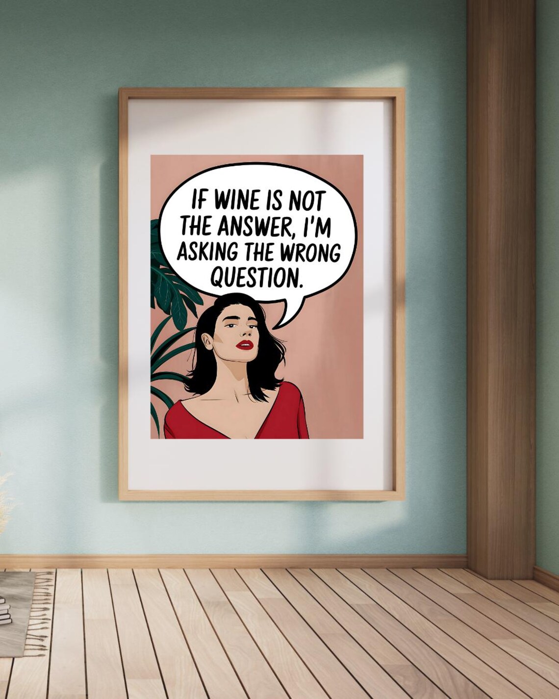 If Wine Is Not the Answer Thought Bubble Red Dress Lady Poster - Image 3