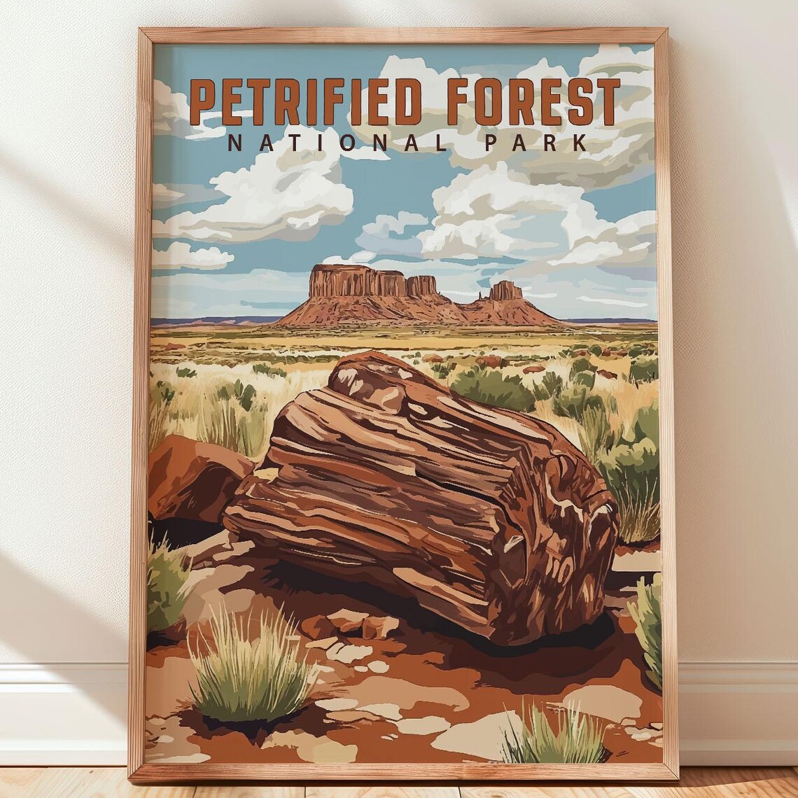 Petrified Forest National Park Desert Badlands Vintage Travel Poster