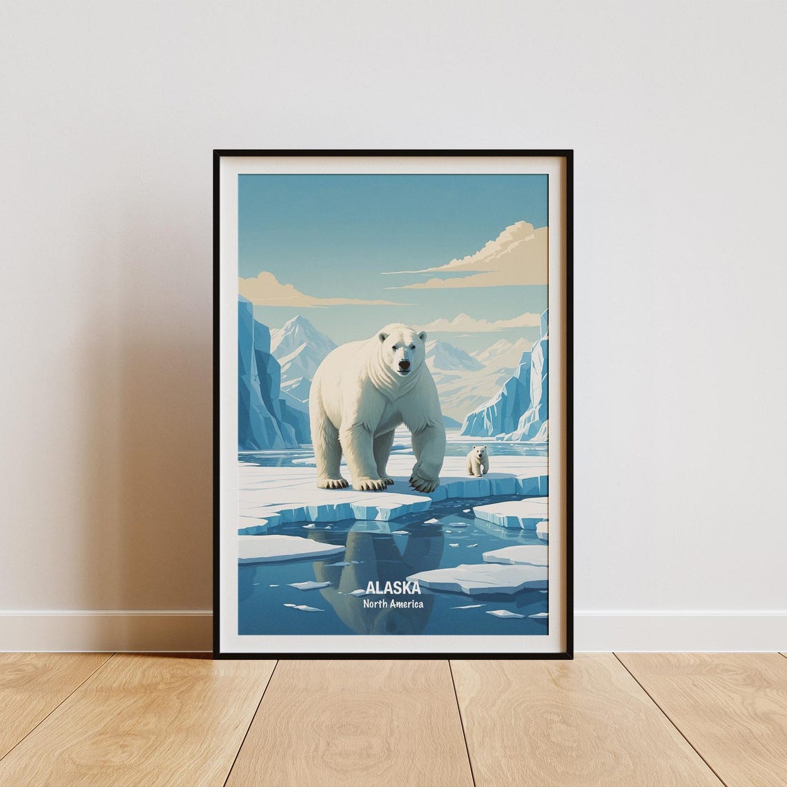 Alaska Polar Bear on Arctic Ice Floes Glacier Wildlife Poster