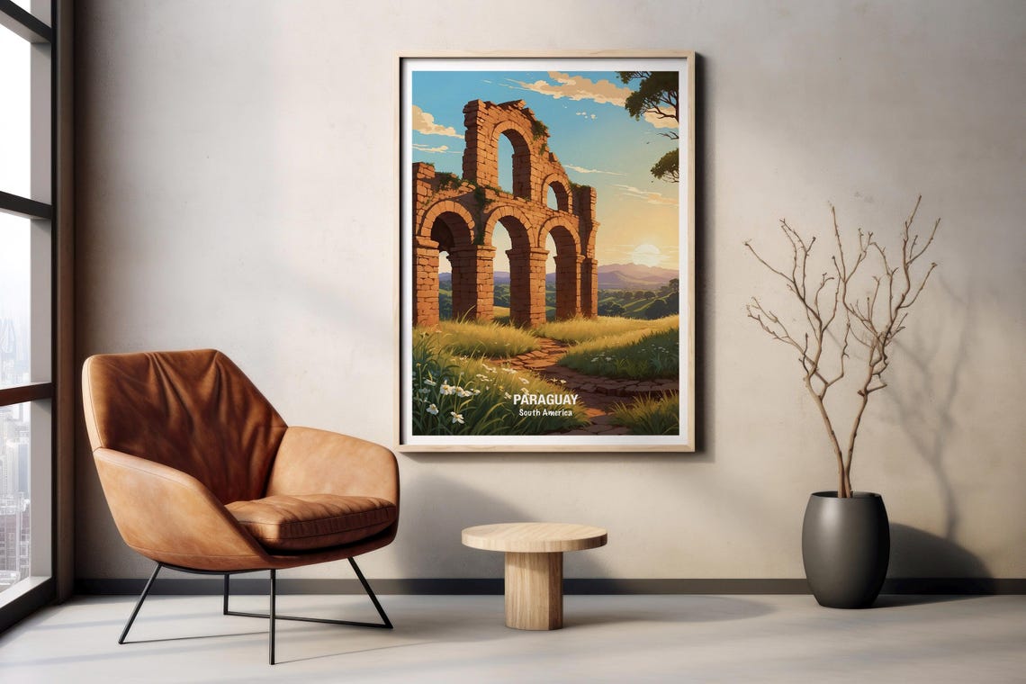 Paraguay Ancient Stone Arch Ruins At Sunset South America Poster - Image 2