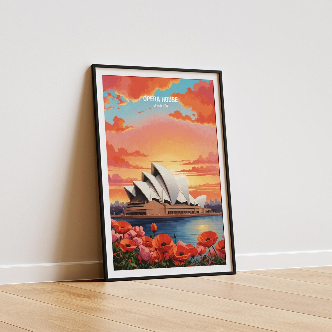Australia Sydney Opera House Sunset Harbor Poppies Travel Poster - Image 5