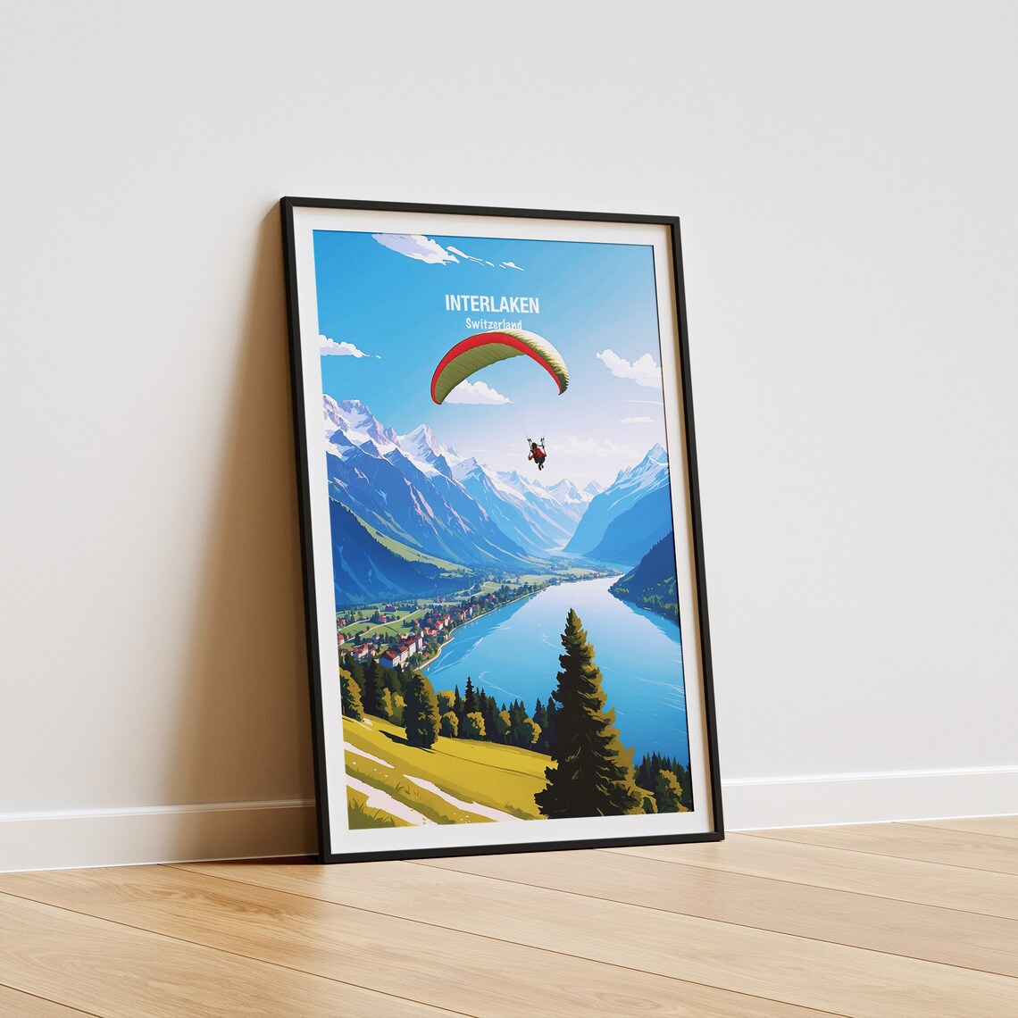 Interlaken Paragliding Over Swiss Alps Lake Adventure Poster - Image 5