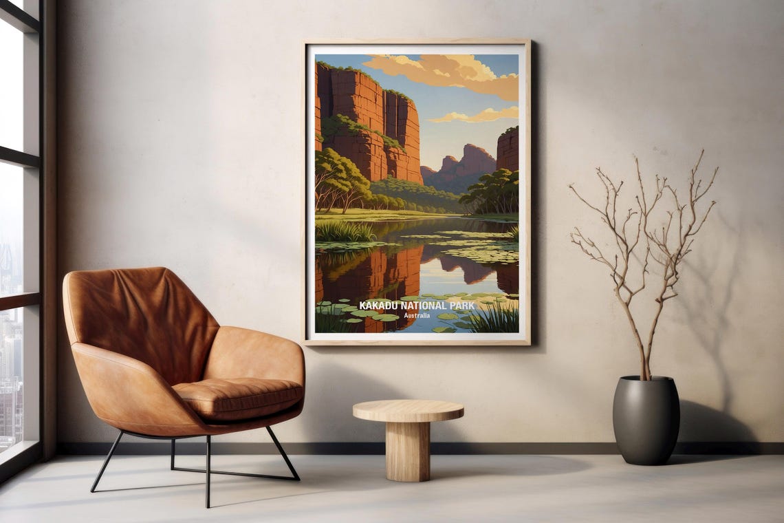 Kakadu National Park Red Sandstone Cliffs Wetland Reflection Poster - Image 2