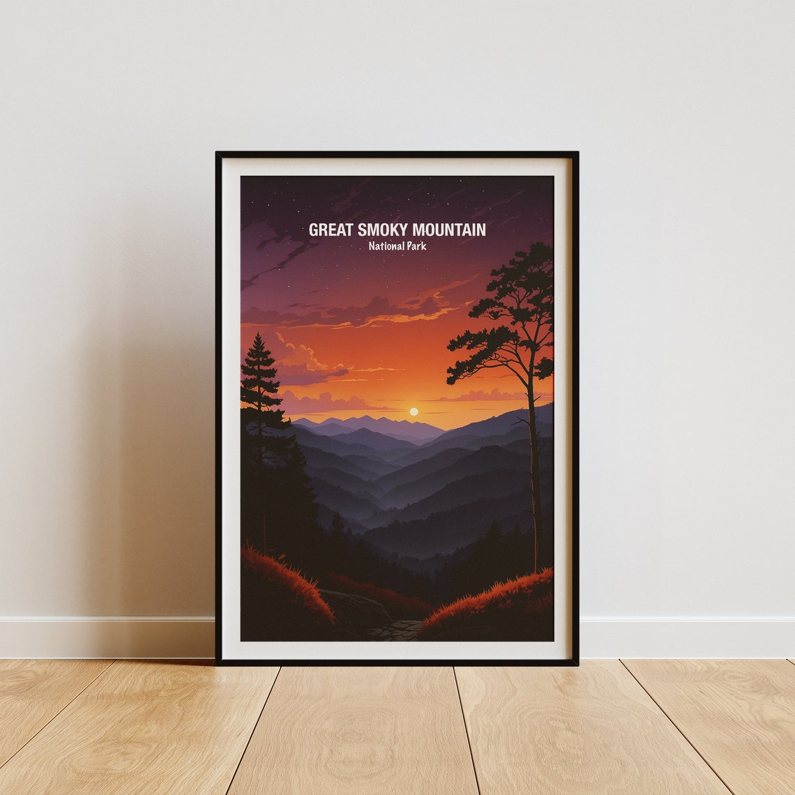 Great Smoky Mountain National Park Starry Night Peaks Poster