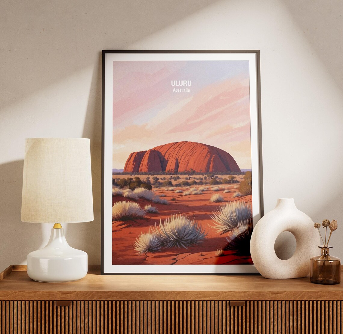 Australia Uluru Red Rock Desert Monolith Pink Sky Travel Poster - Image 3