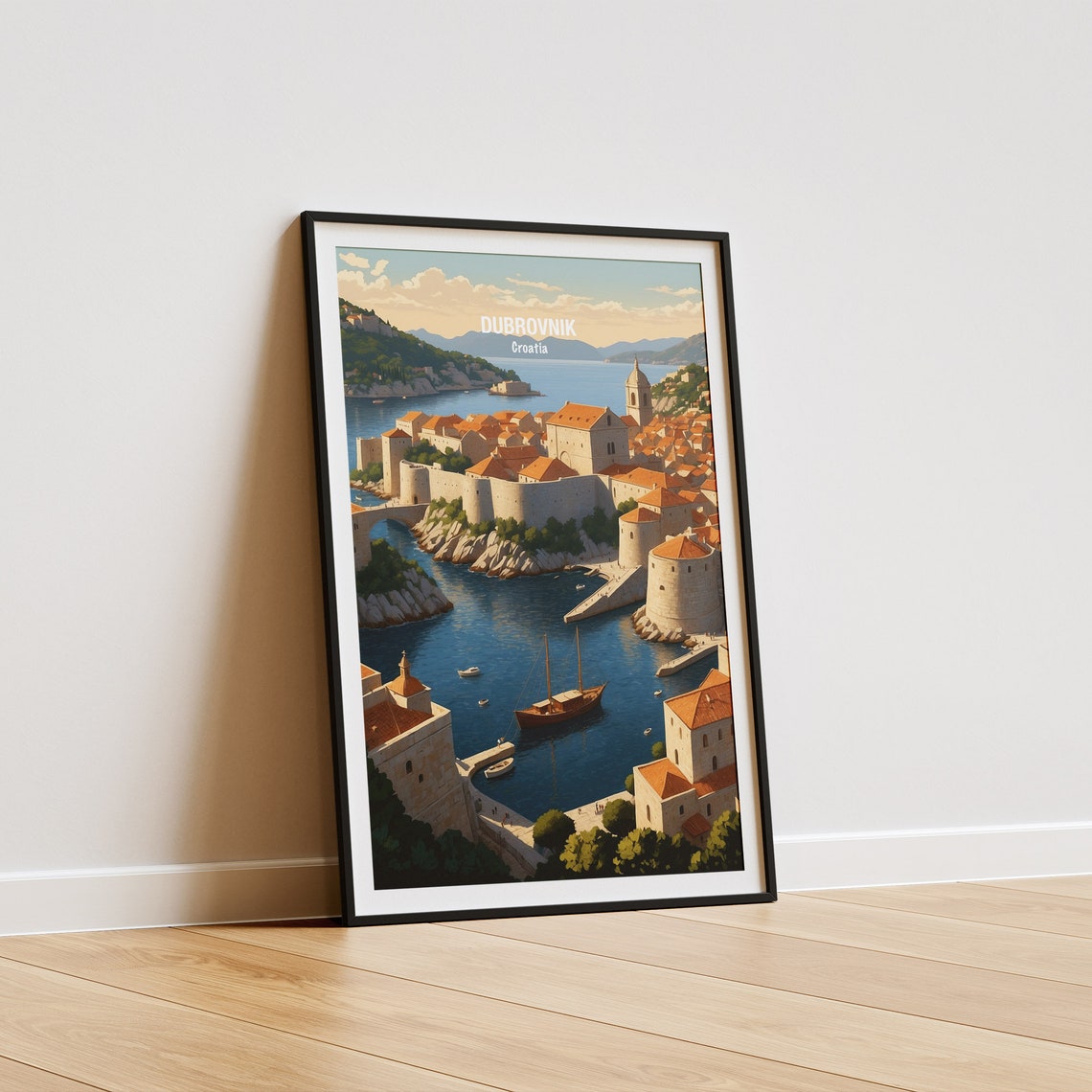 Dubrovnik Croatia Old Town Walls Harbor Sunset Adriatic Poster - Image 5