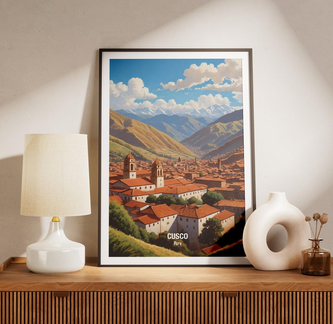 Cusco Peru Red Rooftop Old Town Beneath Tall Andean Peaks Poster - Image 3