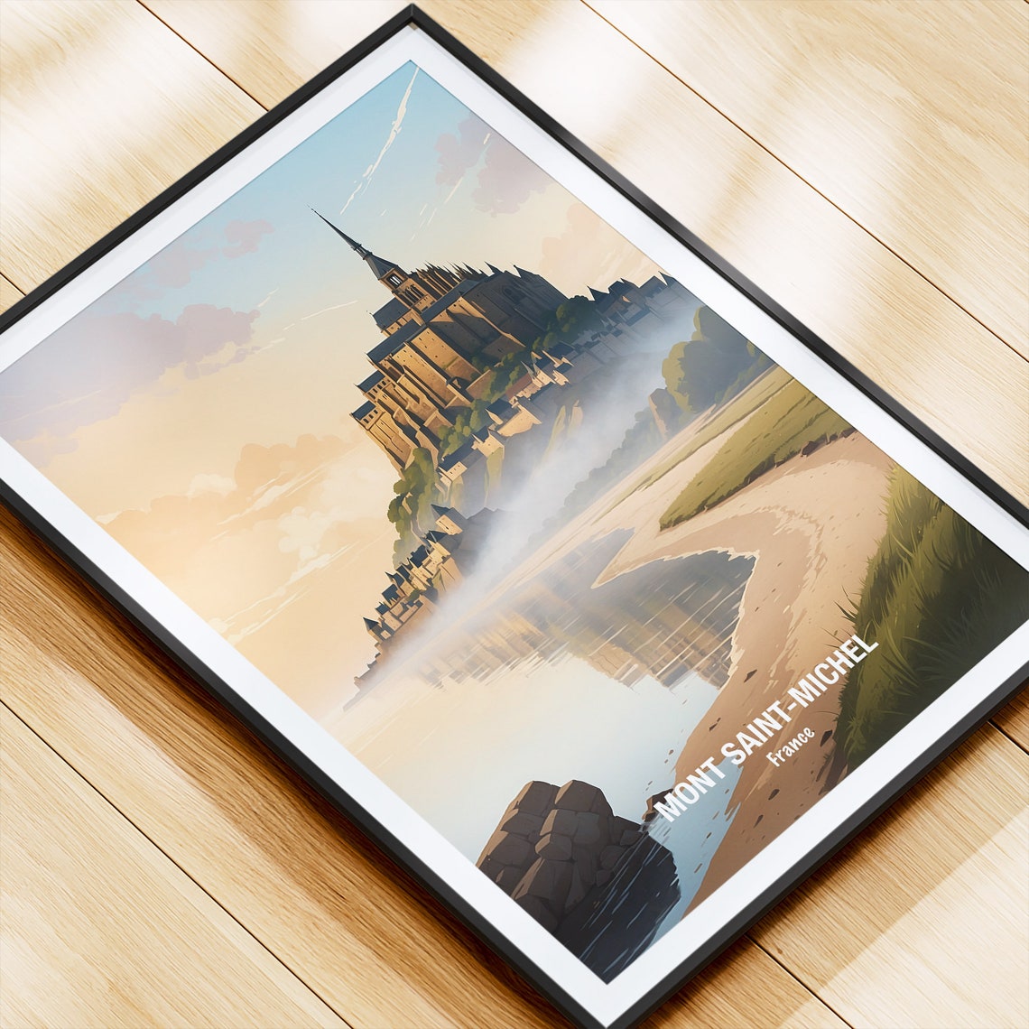 Mont Saint Michel Normandy Misty Abbey Tidal Dawn Travel Poster - Image 4
