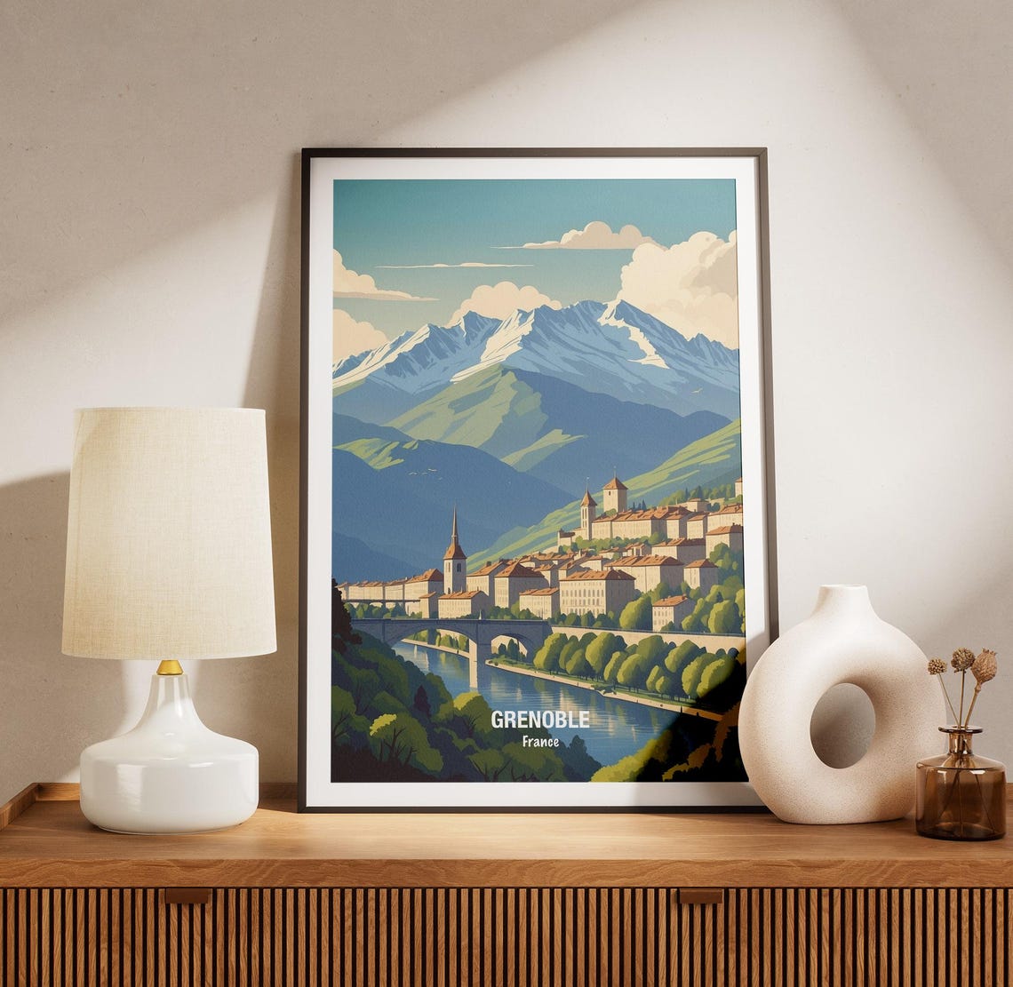 Grenoble France Travel Poster Vintage Grenoble Print French Alps Art Home Decor Gift For Travelers Wall Art Scenic Print - Image 3