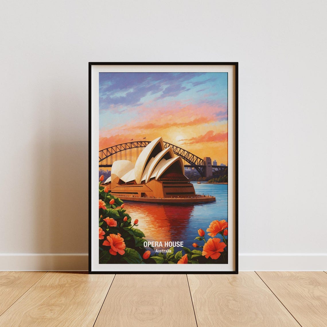 Sydney Opera House Harbour Bridge Sunset Australia Landmark Poster