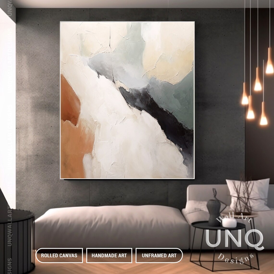 Minimalist Abstract Painting, Beige Brown Art Print - Image 2