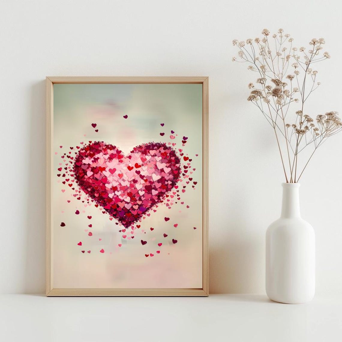 Heart of Tiny Hearts Pink Red Romantic Valentine Love Art Poster